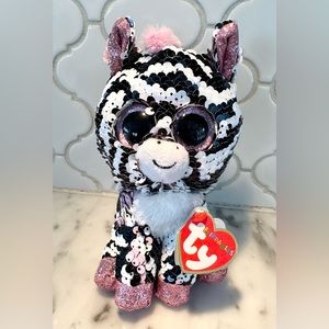 BRAND-NEW w Tags: Ty Beanie Flippable - Zoey the Zebra